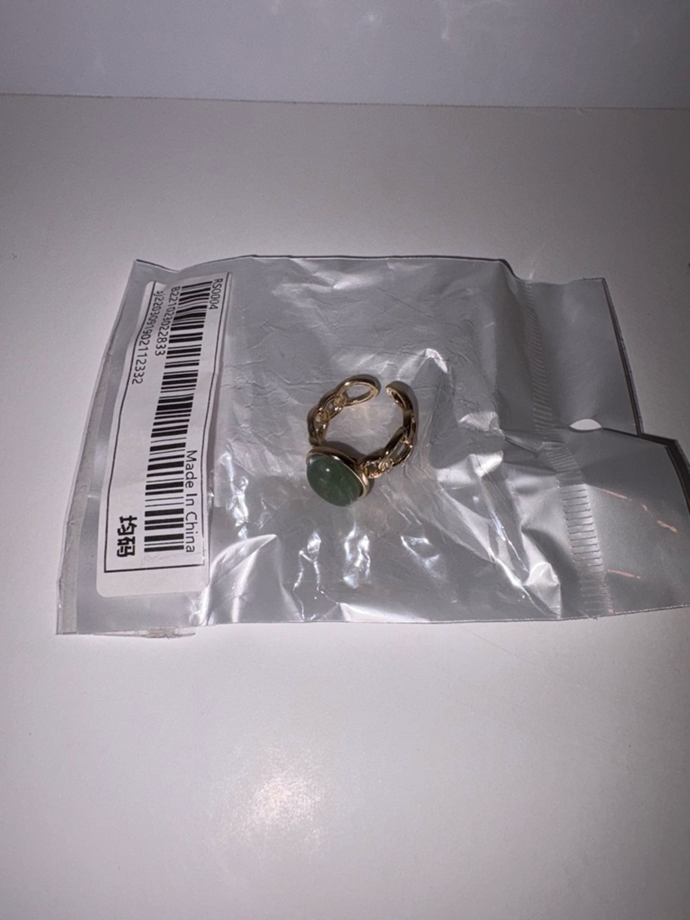 Gold Plated Ring with Green Stone - Women Jewelry